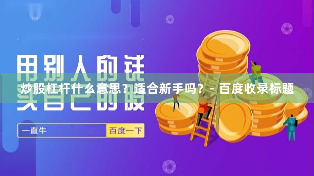炒股杠杆什么意思？适合新手吗？- 百度收录标题